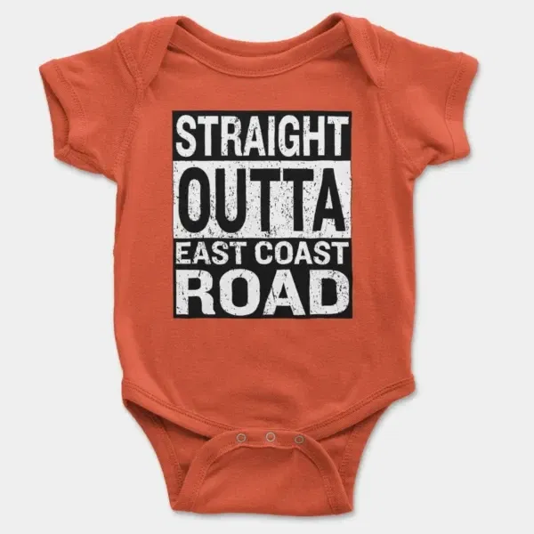 Straight Outta Ecr Short Sleeve Baby Onesie in Orange Color