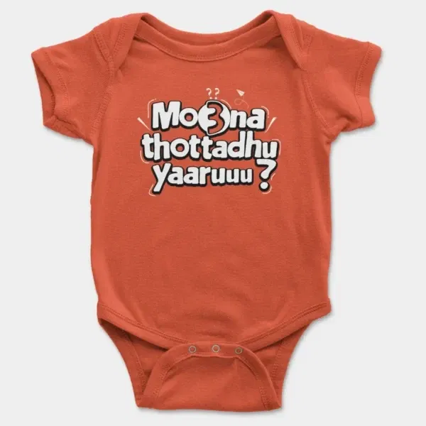 Moona Thotadhu Yaaru Short Sleeve Baby Onesie in Orange Color