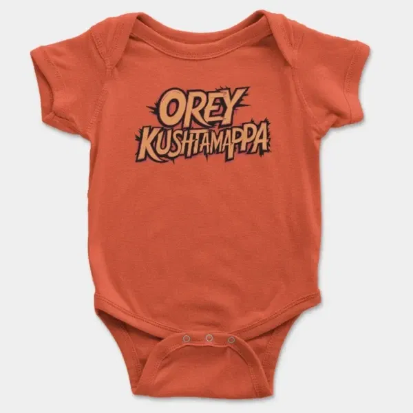 Ore Kushtamappa Short Sleeve Baby Onesie in Orange Color