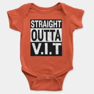 Straight Outta Vit Short Sleeve Baby Onesie in Orange Color