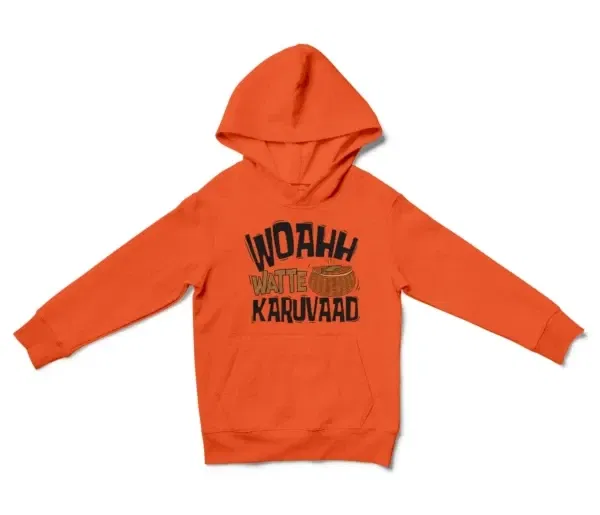 Woahh!! Watte Karuvaad Unisex Youth Hoodie in Orange Color