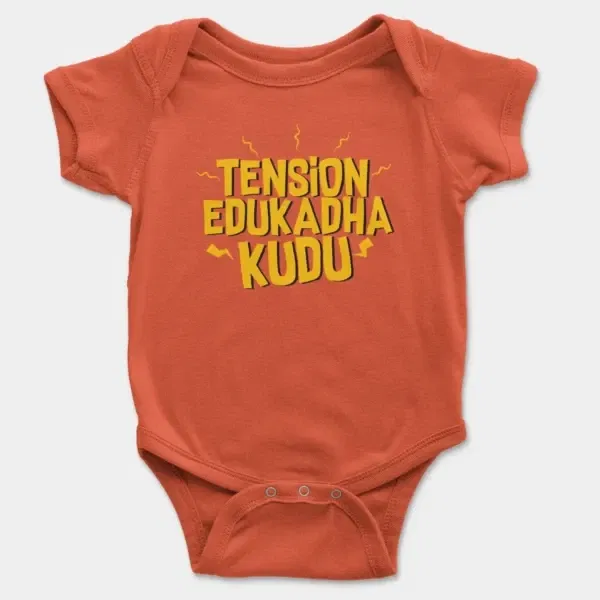 Tension Edukadha Kudu Short Sleeve Baby Onesie in Orange Color