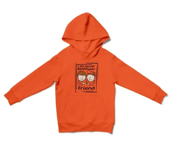 Iam Yuvar Best Friend Unisex Youth Hoodie in Orange Color