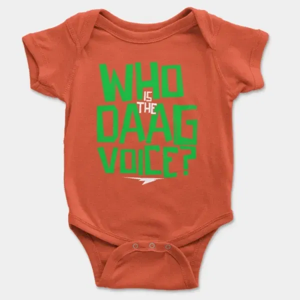 Who Is The Daag Voice Short Sleeve Baby Onesie in Orange Color