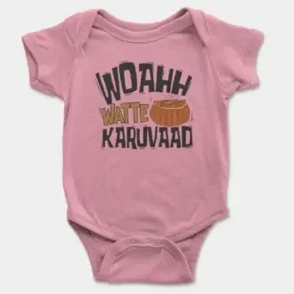 Woahh!! Watte Karuvaad Short Sleeve Baby Onesie in Pink Color