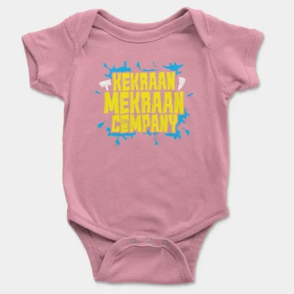 Kekraan Mekraan Company Short Sleeve Baby Onesie in Pink Color