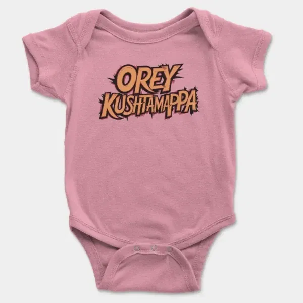 Ore Kushtamappa Short Sleeve Baby Onesie in Pink Color