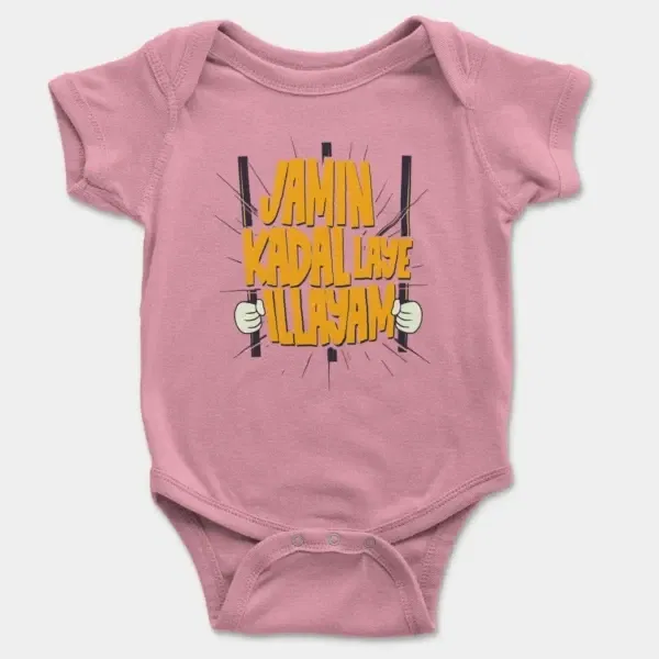 Jamin, Kadal Laye Illayam Short Sleeve Baby Onesie in Pink Color