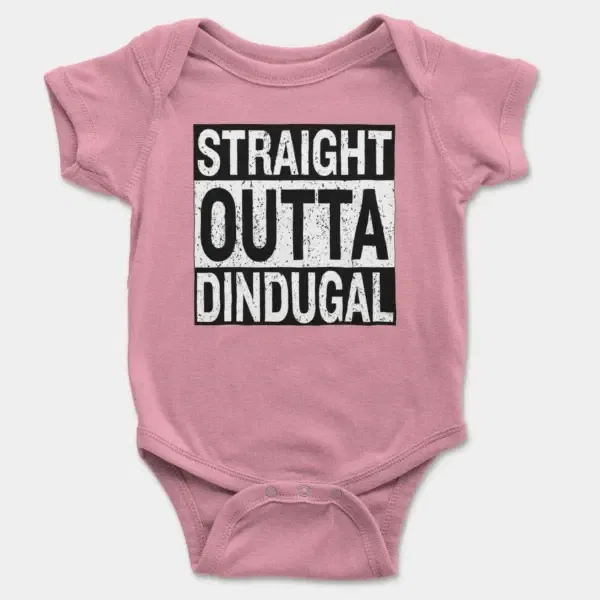 Straight Outta Dindugal Short Sleeve Baby Onesie in Pink Color