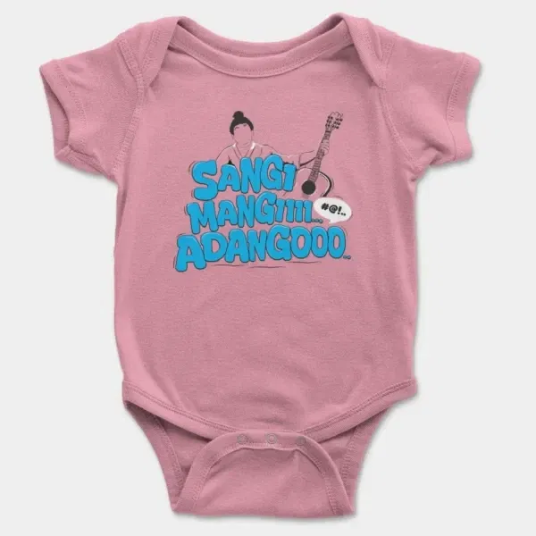 Sangi Mangiiiii….. Adangoooo Short Sleeve Baby Onesie in Pink Color