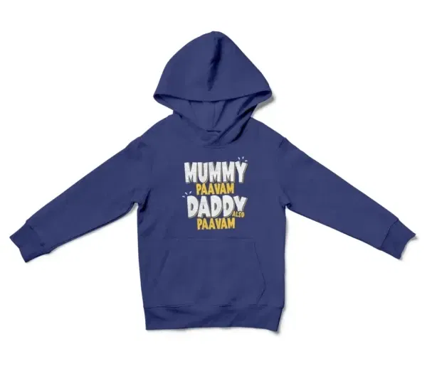 Mummy Paavam, Daddy Also Paavam Unisex Youth Hoodie in Purple Color