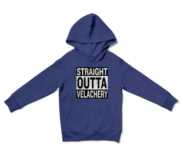 Straight Outta Velachery Unisex Youth Hoodie in Purple Color