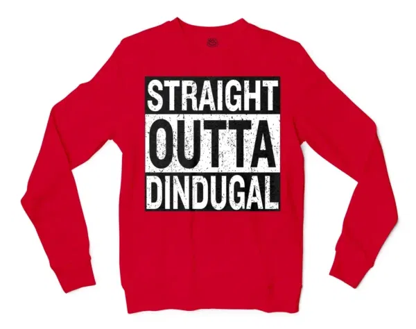 Straight Outta Dindugal Men/Unisex Long Sleeve T-Shirt in Red Color