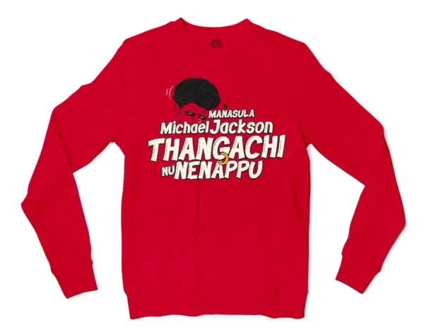 Manasula Michael Jackson Thangachi Nu Nenappu Men/Unisex Long Sleeve T-Shirt in Red Color