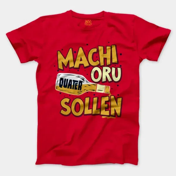 Machi Oru Quater Sollen Men/Unisex T-Shirt in Red Color