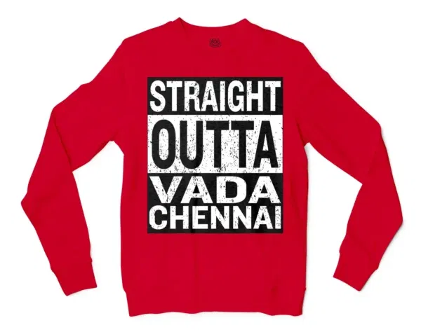 Straight Outta Vada Chennai Men/Unisex Long Sleeve T-Shirt in Red Color