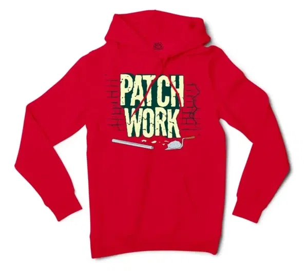 Patch Work Men/Unisex Hoodie in Red Color