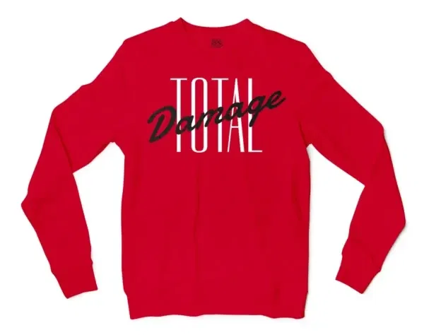 Total Damage Men/Unisex Long Sleeve T-Shirt in Red Color