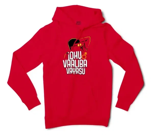 Idhu Vaaliba Vayasu Men/Unisex Hoodie in Red Color