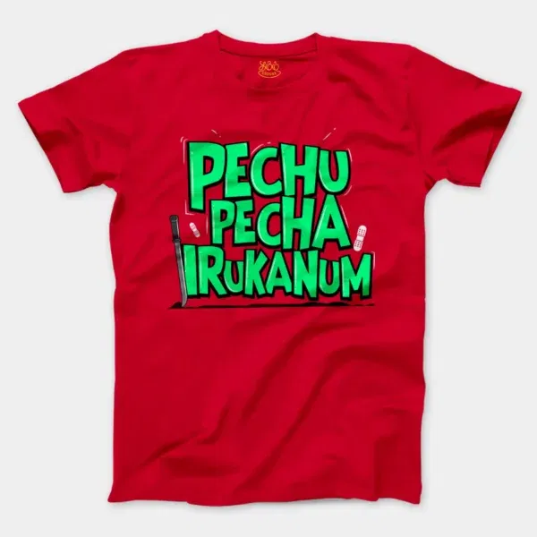 Pechu Pecha Irrukanum Men/Unisex T-Shirt in Red Color