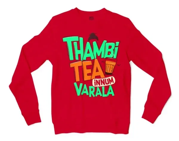 Thambi Tea Innum Varala Men/Unisex Long Sleeve T-Shirt in Red Color