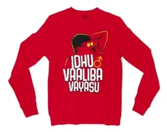 Idhu Vaaliba Vayasu Men/Unisex Long Sleeve T-Shirt in Red Color