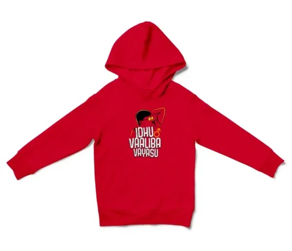 Idhu Vaaliba Vayasu Unisex Youth Hoodie in Red Color