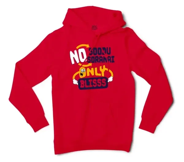 No Soodu No Soranai Only Blissssssss Men/Unisex Hoodie in Red Color