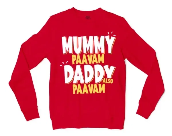 Mummy Paavam, Daddy Also Paavam Men/Unisex Long Sleeve T-Shirt in Red Color