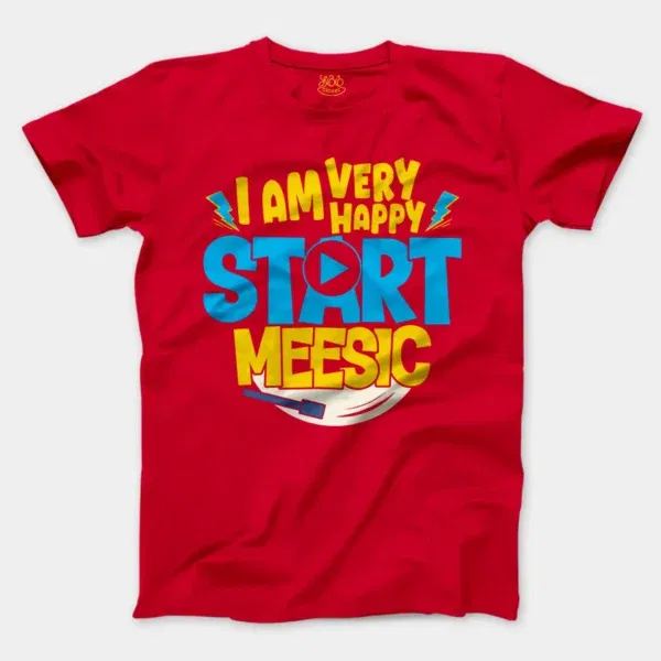 I Am Very Happy… Start Meesic Men/Unisex T-Shirt in Red Color