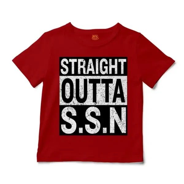 Straight Outta Ssn University Unisex Toddler T-Shirt in Red Color