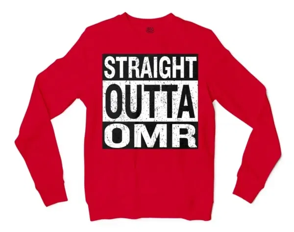 Straight Outta Omr Men/Unisex Long Sleeve T-Shirt in Red Color