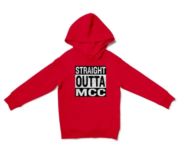 Straight Outta Mcc Unisex Youth Hoodie in Red Color