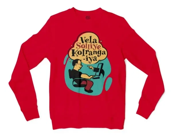 Vela Soliye Kolrangaiya Men/Unisex Long Sleeve T-Shirt in Red Color