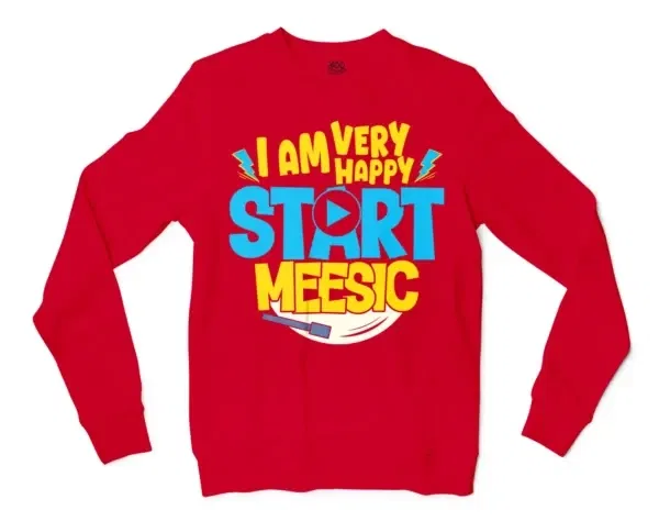 I Am Very Happy… Start Meesic Men/Unisex Long Sleeve T-Shirt in Red Color