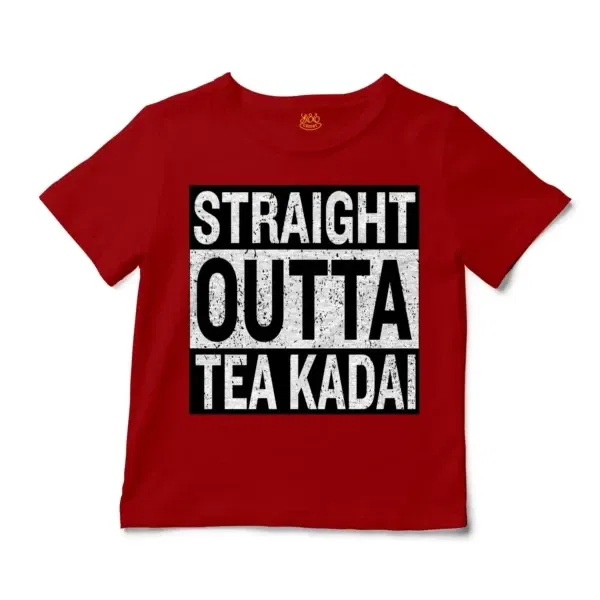 Straight Outta Tea Kadai Unisex Toddler T-Shirt in Red Color