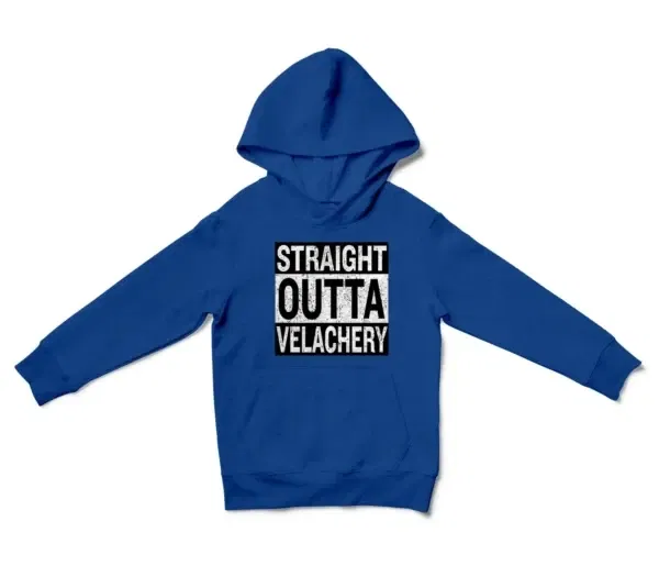 Straight Outta Velachery Unisex Youth Hoodie in Royal Color