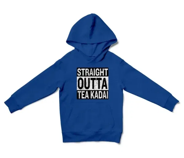 Straight Outta Tea Kadai Unisex Youth Hoodie in Royal Color