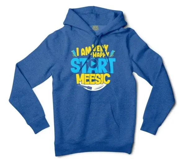 I Am Very Happy… Start Meesic Men/Unisex Hoodie in Royal Heather Color