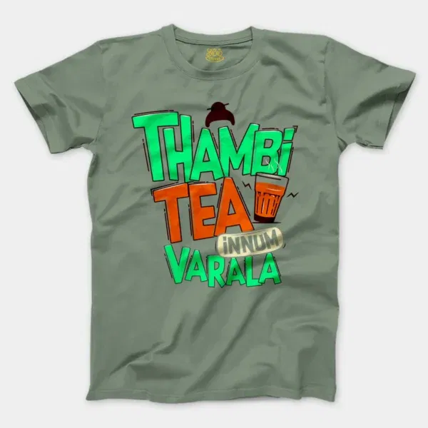 Thambi Tea Innum Varala Men/Unisex T-Shirt in Sage Color