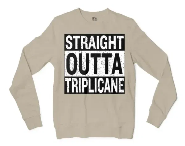 Straight Outta Triplicane Men/Unisex Long Sleeve Sweatshirt in Sand Color