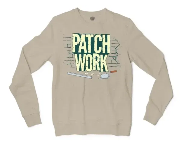 Patch Work Men/Unisex Long Sleeve T-Shirt in Sand Color