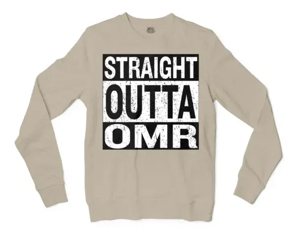 Straight Outta Omr Men/Unisex Long Sleeve T-Shirt in Sand Color