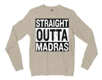 Straight Outta Madras Men/Unisex Long Sleeve Sweatshirt in Sand Color