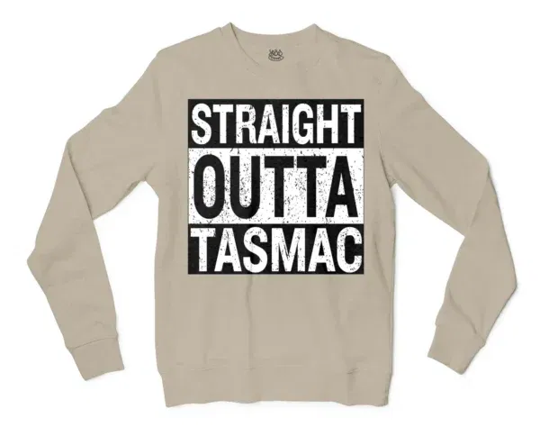 Straight Outta Tasmac Men/Unisex Long Sleeve T-Shirt in Sand Color