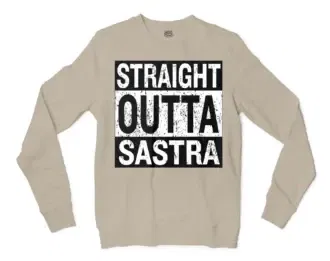 Straight Outta Sastra Men/Unisex Long Sleeve Sweatshirt in Sand Color