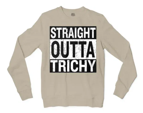 Straight Outta Trichy Men/Unisex Long Sleeve T-Shirt in Sand Color