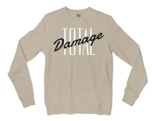 Total Damage Men/Unisex Long Sleeve Sweatshirt in Sand Color