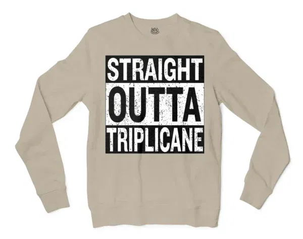 Straight Outta Triplicane Men/Unisex Long Sleeve T-Shirt in Sand Color