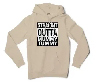 Straight Outta Mummy Tummy Men/Unisex Hoodie in Sandstone Color